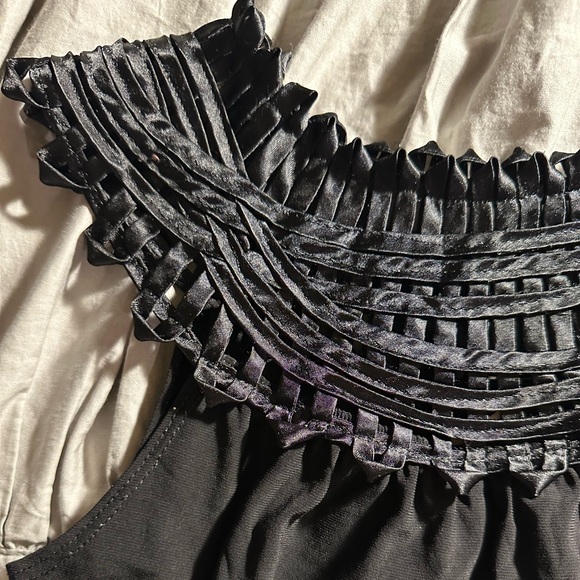 Perseption Black Ruffled Neck Blouse - Picture 3 of 6